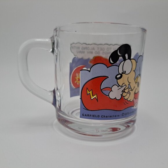 McDonalds Garfield Glass Mug Coffee Cup 1978 Cartoon By Jim Davis Cat Design - Picture 7 of 13